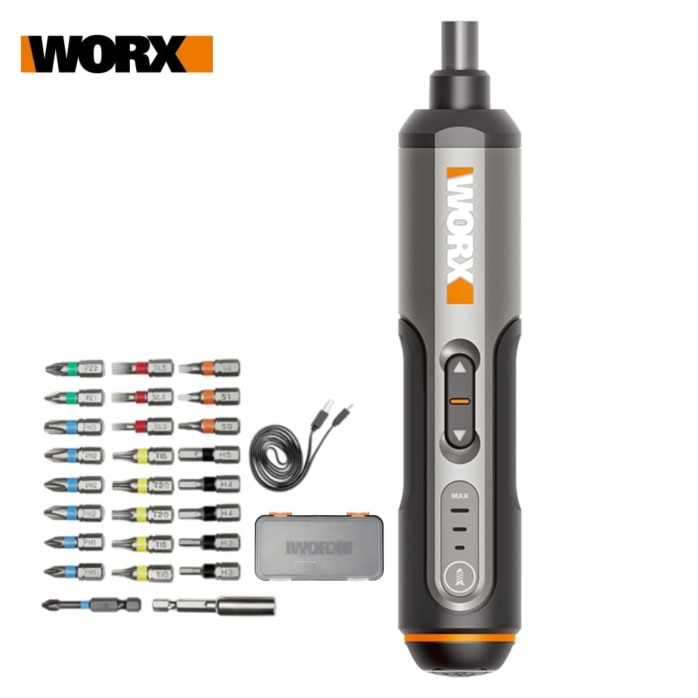 Worx 4V Mini Electrical Screwdriver Set WX240 Smart Cordless Electric Screwdrivers USB Rechargeable Handle with 26 Bit Set Drill