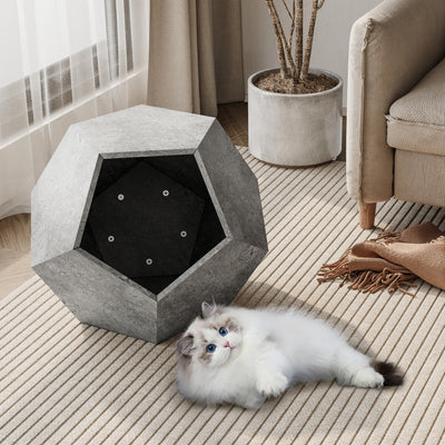 25.98"Modern Pet Furniture Cat Litter Side Table, Sofa Side Table, Planter MDF Multifunctional Furniture, Cement Gray