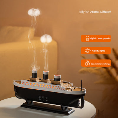 Simulated ship smoke ring aromatherapy machine desktop creative volcano spray jellyfish cruise fragrance humidifier