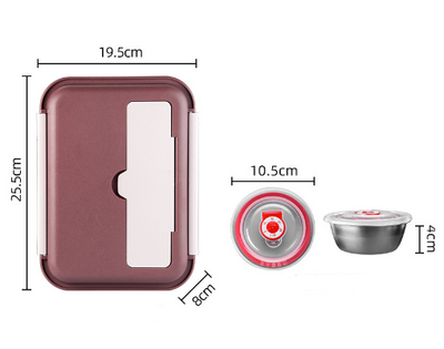 Classic simple 304 stainless steel double-sided buckle lunch box bento box with soup bowl